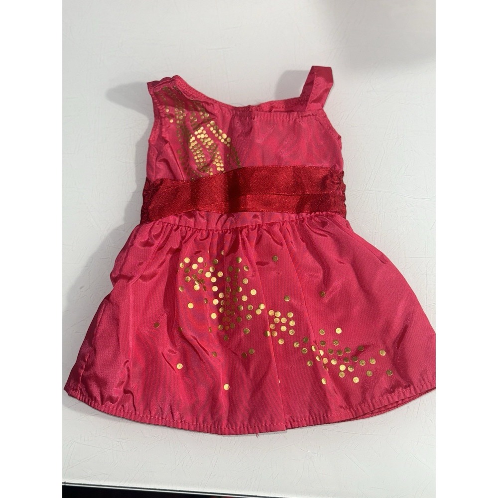 American Girl Doll Saige Girl Of The Year 2013 Sparkle Red / Pink Dress W/ Gold